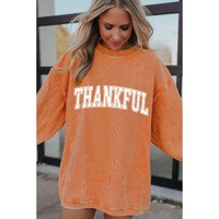 Orange THANKFUL Crew Neck Pullover Sweatshirt - L thumbnail