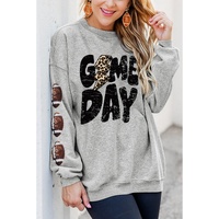 Gray GAME DAY Sequin Rugby Football Drop Shoulder Sweatshirt - S thumbnail