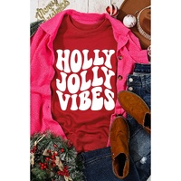 Red HOLLY JOLLY VIBES Graphic Crewneck Christmas Sweatshirt - S thumbnail