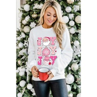 Beige Christmas Claus JOY Graphic Drop Shoulder Sweatshirt - 2XL thumbnail