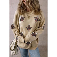 Parchment Shimmering Turkey Pattern Thanksgiving Holiday Sweatshirt - 2XL thumbnail