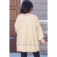 White Give Thanks to the LORD Graphic High Low Hem Loose Sweatshirt - L thumbnail