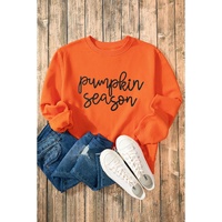 Russet Orange Glittering Pumpkin Season Graphic Drop Shoulder Pullover Sweatshirt - L thumbnail