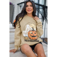 Parchment Spooky Pumpkin Graphic Crewneck Halloween Sweatshirt - L thumbnail