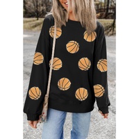 Black Sequin Ball Patched Crewneck Game Day Sweatshirt - XL thumbnail