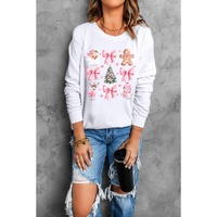 Beige Christmas Theme Pattern Pullover Sweatshirt - S thumbnail