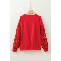 Fiery Red Sequined Santa Claus Long Sleeve Christmas Sweatshirt - M thumbnail