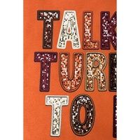 Orange TALK TURKEY TO ME Heat Transfer Printing Graphic Thanksgiving Holiday Sweatshirt - S thumbnail