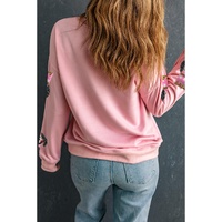 Pink Sequin Nutcracker Graphic Drop Shoulder Christmas Sweatshirt - M thumbnail