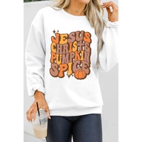 Beige JESUS CHRISH & PUMPKIN SPICE Graphic Drop Shoulder Sweatshirt - XL thumbnail