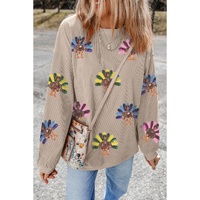 Smoke Gray Turkey Graphic Corded Baggy Sweatshirt - 2XL thumbnail