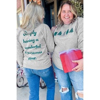 Gray 2-side Printed Christmas Tree Letter Graphic Sweatshirt - S thumbnail