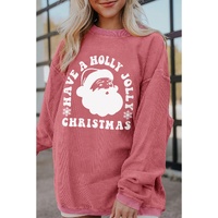 Strawberry Pink HAVE A HOLLY JOLLY CHRISTMAS Corded Sweatshirt - L thumbnail