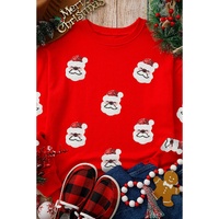 Red Sequin Santa Clause Patched Christmas Pullover Sweatshirt - XL thumbnail