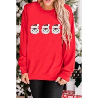 Red Sequin Father Christmas Patch Graphic Pullover Sweatshirt - 2XL thumbnail