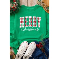 Dark Green Merry Christmas Heat Transfer Graphic Sweatshirt - 2XL thumbnail