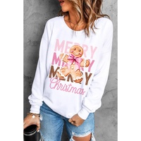 Beige Merry Christmas Gingerbread Man Graphic Sweatshirt - 2XL thumbnail