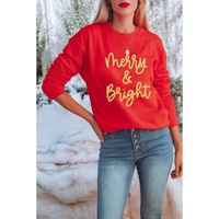 Red Merry & Bright Printed Christmas Pullover Sweatshirt - 2XL thumbnail