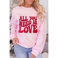 Pink ALL YOU NEED IS LOVE Valentines Slogan Printed Sweatshirt - L thumbnail