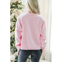 Pink holly jolly Printed Round Neck Christmas Sweatshirt - 2XL thumbnail