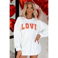 White LOVE Printed Crewneck Valentines Pullover Sweatshirt - XL thumbnail