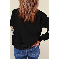 Black Basketball Patched Game Day Crew Neck Graphic Sweatshirt - L thumbnail