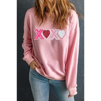 Pink Sequin Heart XOXO Graphic Drop Shoulder Valentines Sweatshirt - XL thumbnail
