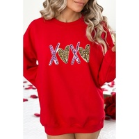Red Heart XOXO Graphic Crewneck Valentines Pullover Sweatshirt - S thumbnail