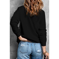 Black Rhinestone Heart Pattern Valentines Fashion Sweatshirt - L thumbnail
