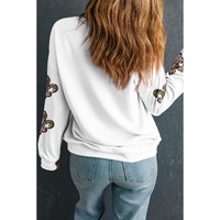 White Sequined Fleur De Lis Drop Shoulder Sweatshirt - XL thumbnail