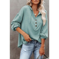 Azura Exchange High and Low Hem Hoodie with Buttoned Detail - M thumbnail