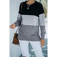 Azura Exchange Black Contrast Stitching Sweatshirt with Slits - 2XL thumbnail