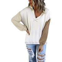 Azura Exchange Colorblock V Neck Long Sleeve Hoodie - L thumbnail