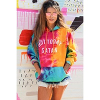 Azura Exchange Not Today Satan Tie Dye Hoodie - 95% Polyester 5% Elastane - S thumbnail