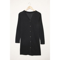 Azura Exchange Black Solid Color Open-Front Buttons Cardigan - M thumbnail