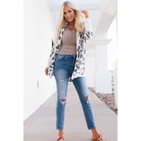 Azura Exchange White Vintage Leopard Print Open Cardigan - L thumbnail