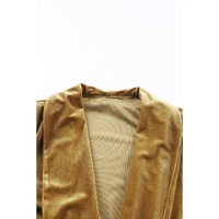 Yellow Velvet Open Front Pocketed Long Duster - 2XL thumbnail