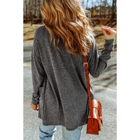 Azura Exchange Gray Heather Knit Pocketed Button Front Cardigan - L thumbnail
