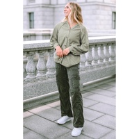 Azura Exchange Green Exposed Seam Buttons Front Waffle Knit Cardigan - L thumbnail