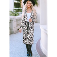 Azura Exchange Leopard Pocketed Open Front Duster Cardigan - L thumbnail