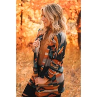 Orange Western Tribal Aztec Print Cardigan - S thumbnail