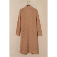 Chestnut Long Waffle Knit Cardigan with Pockets - L thumbnail