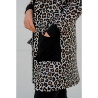 Black Leopard Patched Pocket Open Front Cardigan - L thumbnail