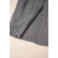 Medium Grey  Solid Textured Open Front Cardigan with Pocket - L thumbnail