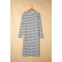 Black Stripe Print Open Front Duster Cardigan - M thumbnail