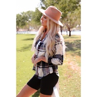 Azura Exchange Plaid Print Shirt with Distressed Raw Edge - M thumbnail