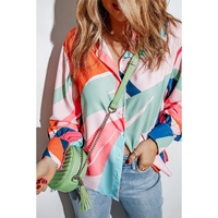 Azura Exchange Abstract Print Cuffed Sleeve Shirt - L thumbnail