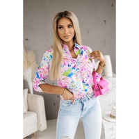 Azura Exchange Buttoned Sheath Long Sleeve Shirt with Abstract Floral Print - M thumbnail