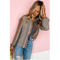 Azura Exchange Long Sleeve Dot Print Button Down Shirt - L thumbnail