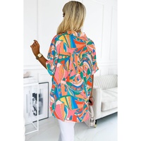 Azura Exchange Abstract Geometry Print Half Puff Sleeve Shirt - M thumbnail